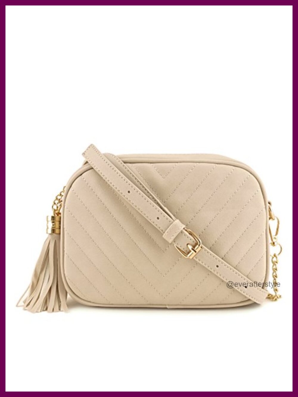 Faux Leather Crossbody Bag Metal Chain Strap Tassel Zip